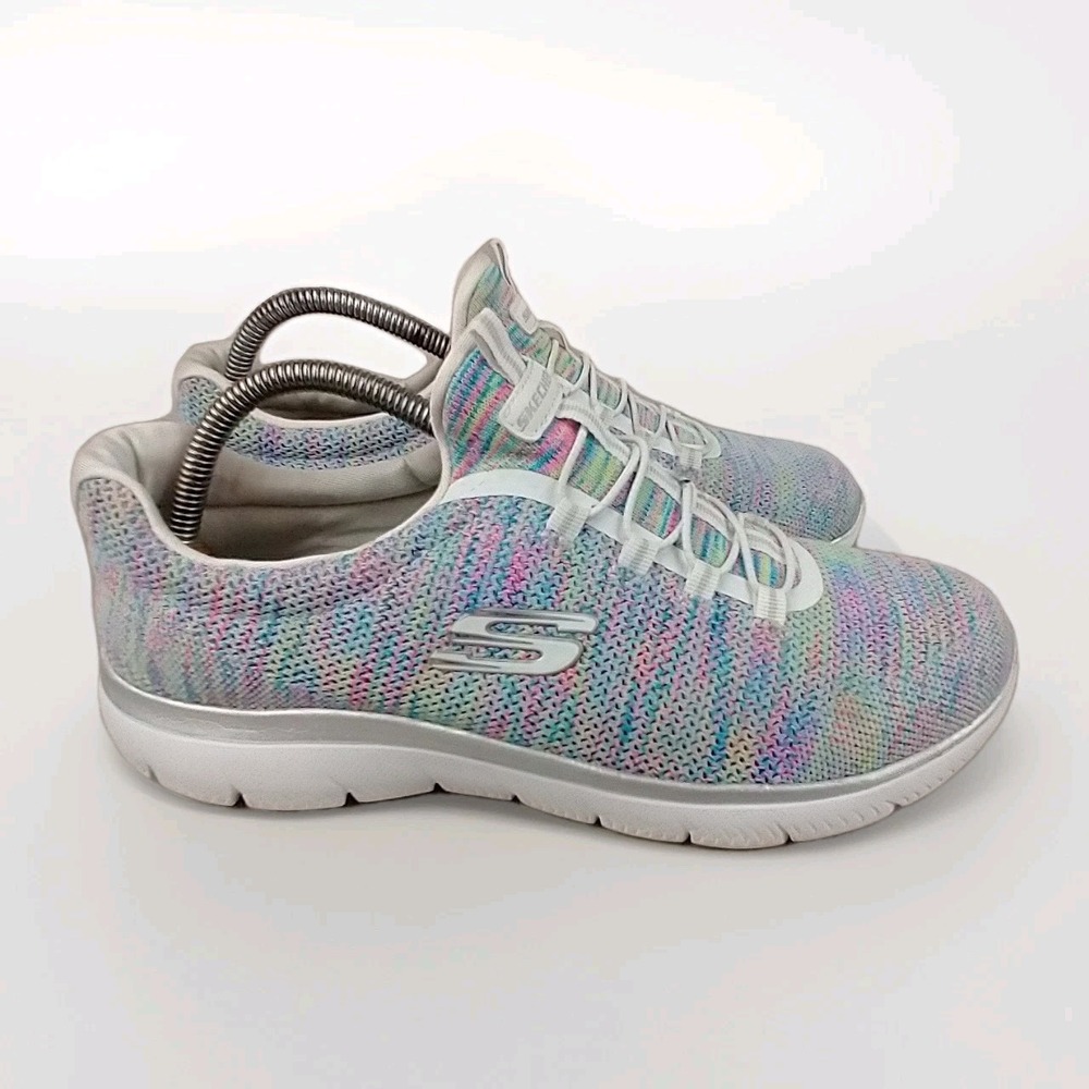 Skechers Summits Women 10 Multi Color Space Dye Knit Slip On Sneakers pastel